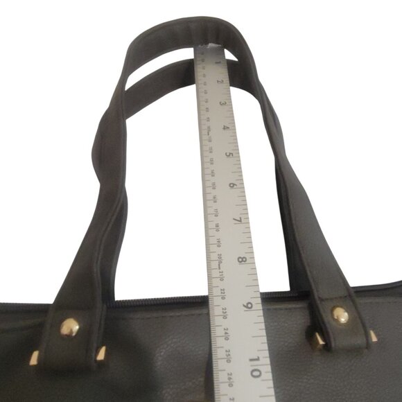 Rampage Gray Faux Leather Tote Bag With Gold Zippers & Double Straps - Picture 5 of 15